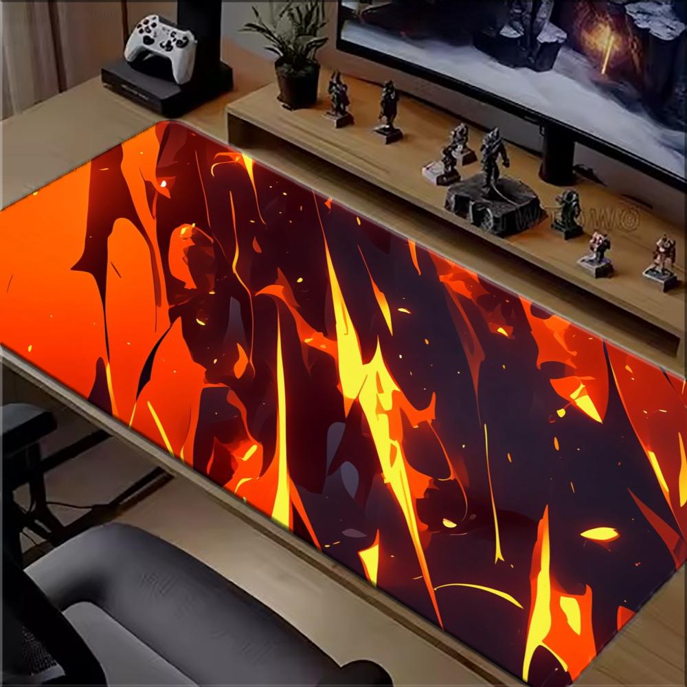 Pc Gaming Orange - Turuncu Alevli Lav Desenli Büyük Boy